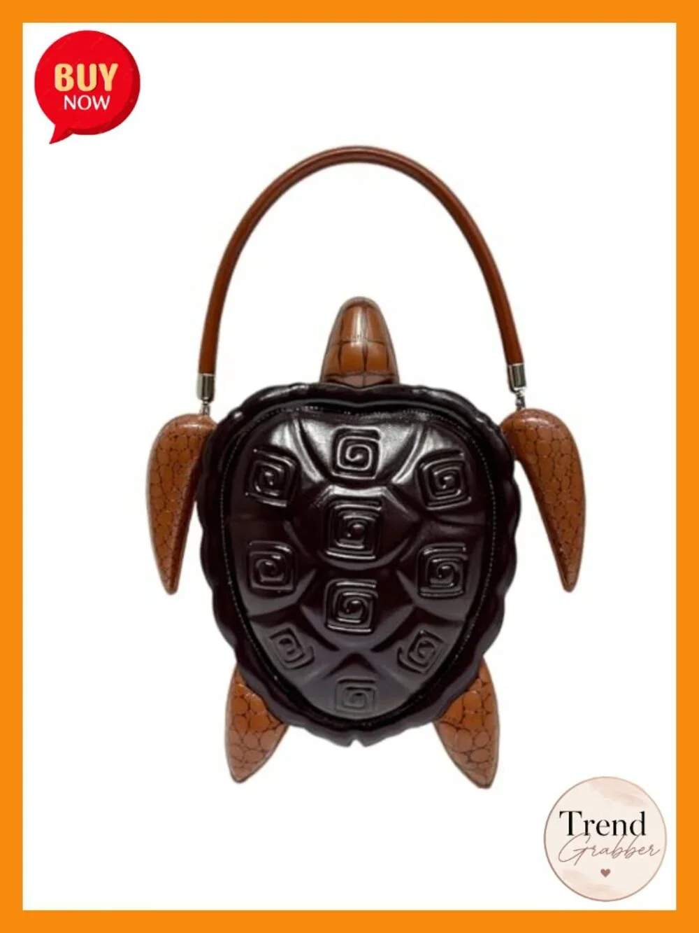 PU Leather Turtle Shape Crossbody Handbag with Removable Strap